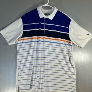 Callaway OPTI-DRI Polo Shirt Mens Size Large White Colorblock Short Sleeve Poly